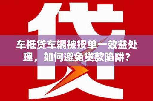 两当车抵贷车辆被按单一效益处理，如何避免贷款陷阱？